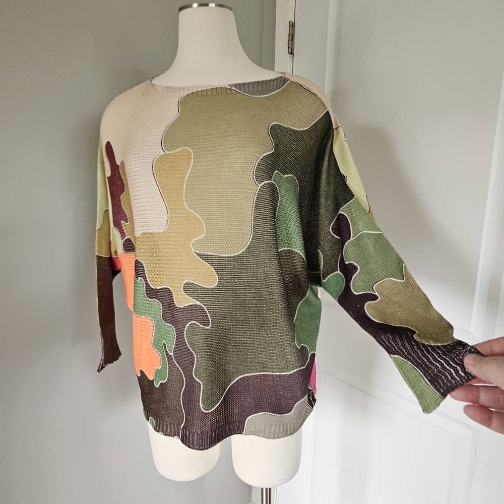 Abstract Patchwork Green Multicolor Women's Sweater - Picture 6 of 9